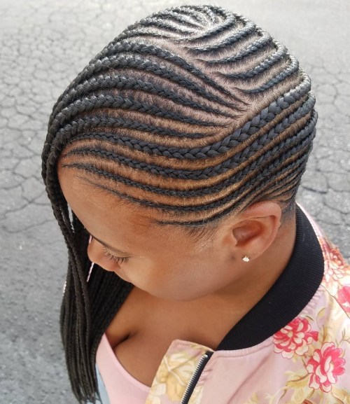 Asymmetrical Side Cornrows