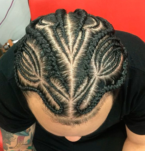 Intricate Male Braids Men's Cornrow Braided Hairstyle