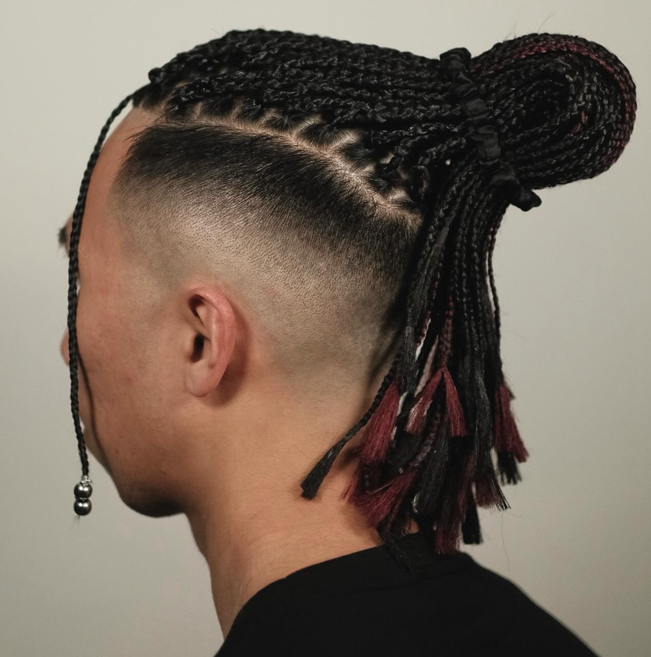 Mens Fade with Long Braids