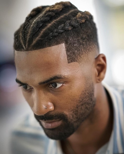 Mid Fade and Cornrows Hairstyle for Black Men