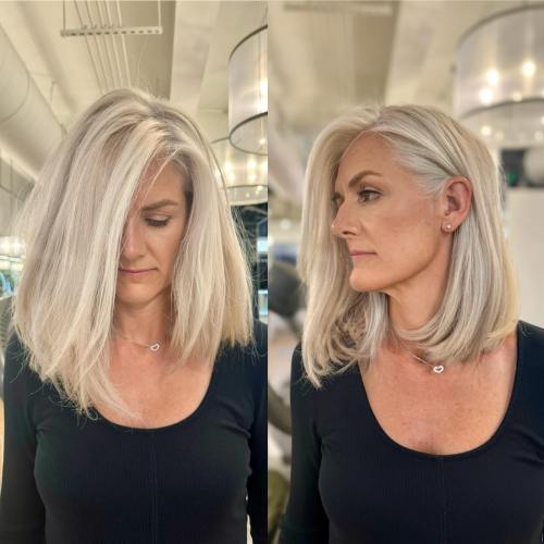 Over 40 Ash Blonde Asymmetric Lob