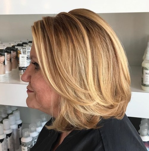 Caramel Blonde Bob With Layers
