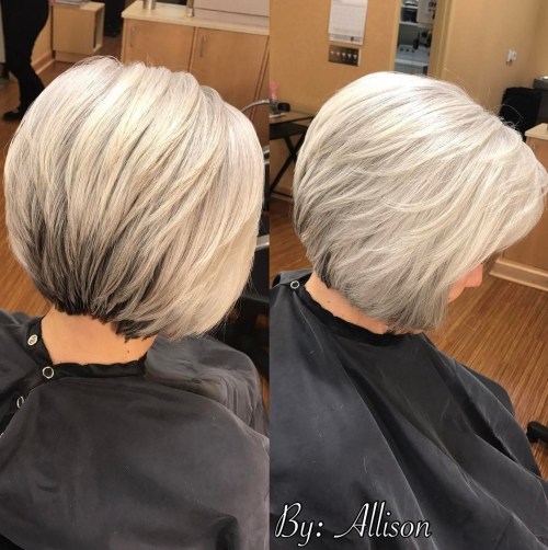 Gray Layered Bob Over 60