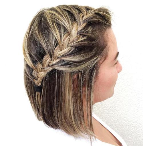Half Up Braided Bob Hairstyle