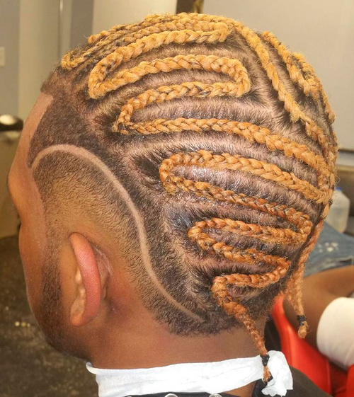Blonde Braided Cornrows Men's Cornrows with Shaved Sides