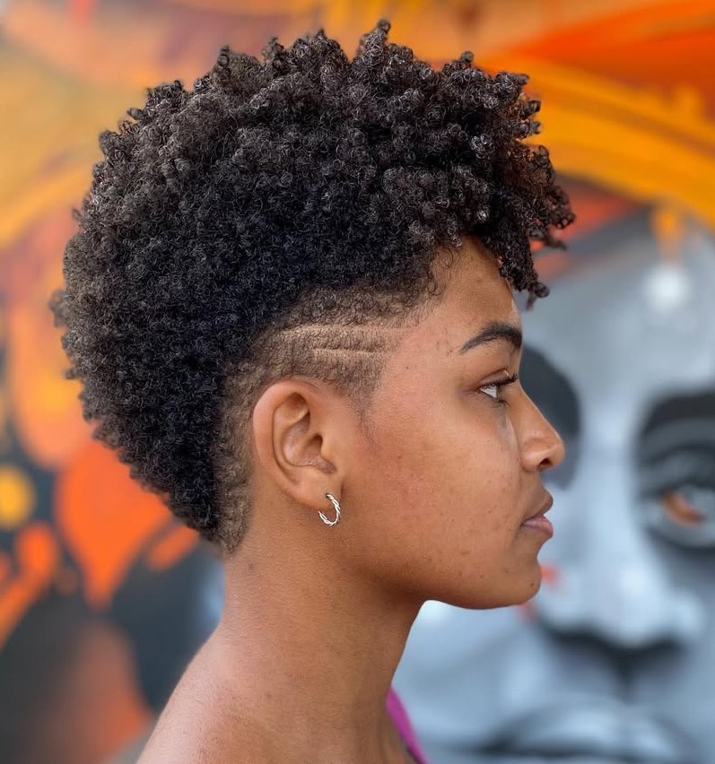 Women's Short Layered Afro with Undercut