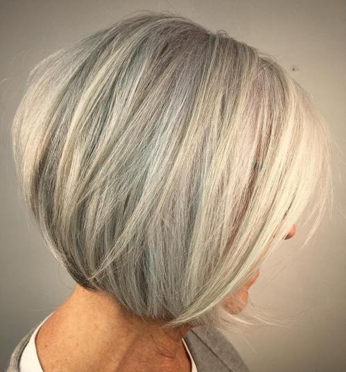 A-Line Gray Bob For Women Over 60