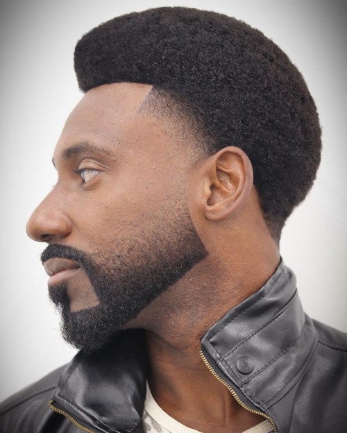 High Rounded Top Black Men's Haircut