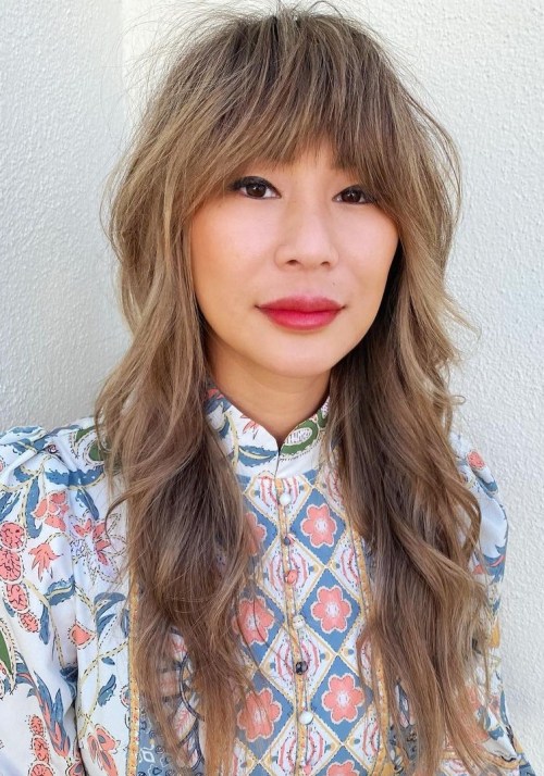 Edgy Wolf Cut with Heavy Bangs Long Wolf Cut