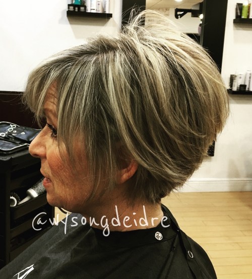 Pixie Bob with Blonde Babylights Stacked Bob for Women Over 50