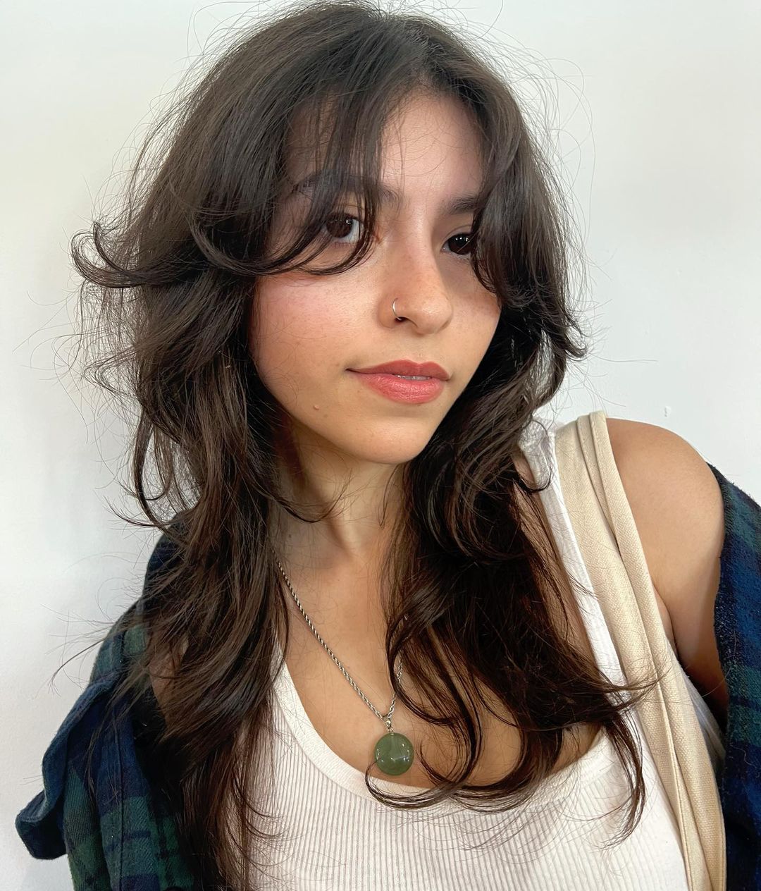 Shaggy Layered Hairstyle for Thin Brown Hair