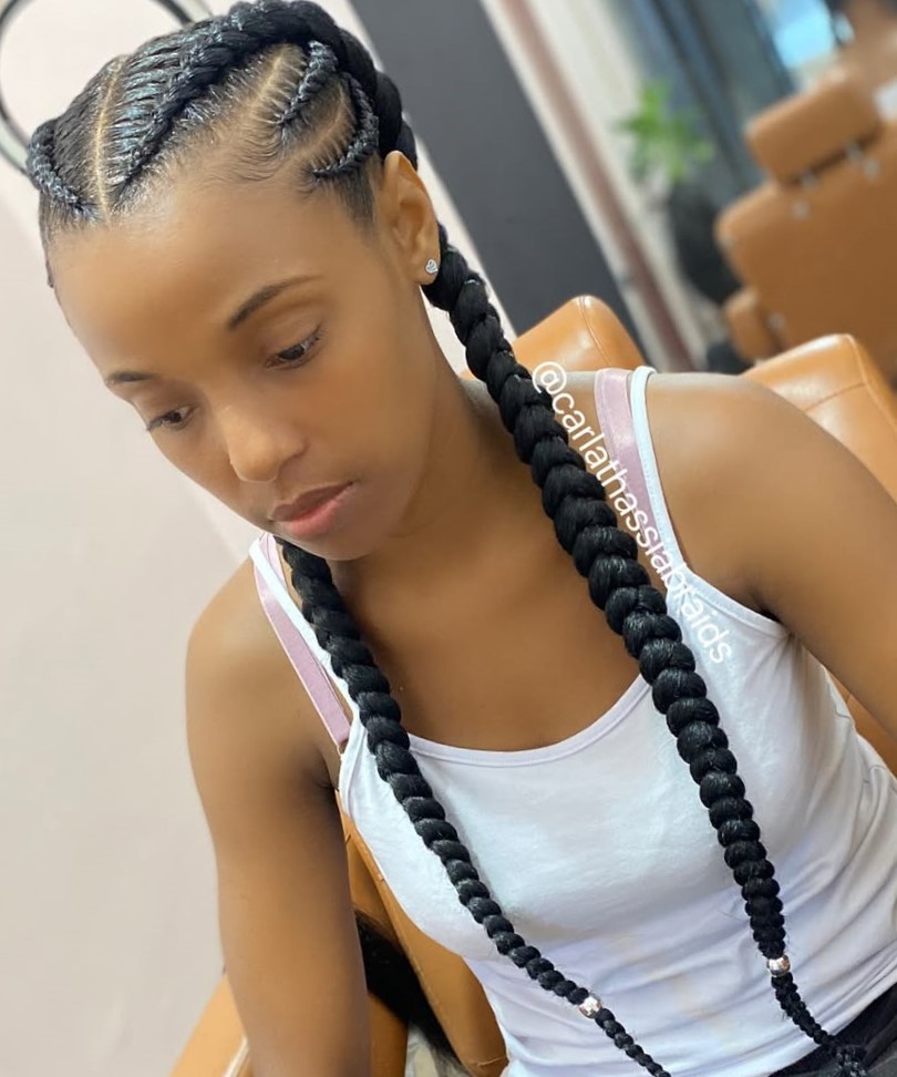 Two Braids with Side Cornrows