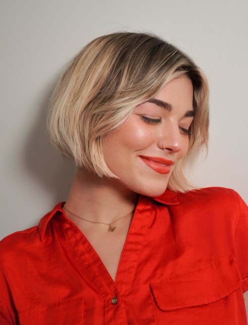 Neat Jaw Length Bob with Side Bangs