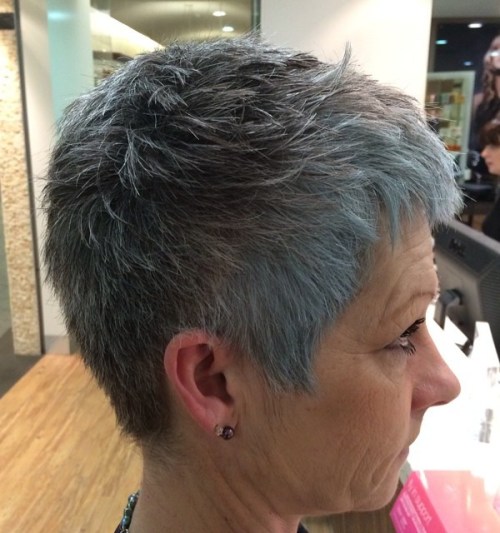 Silver Fox Pixie Short Gray Pixie for Straight Hair