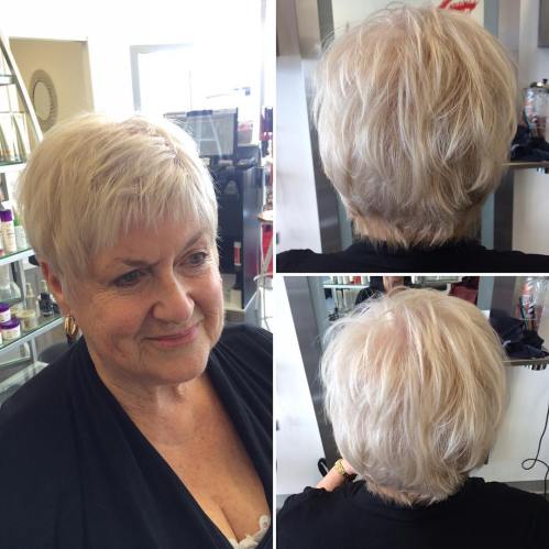 60+ Short Layered Blonde Hairstyle