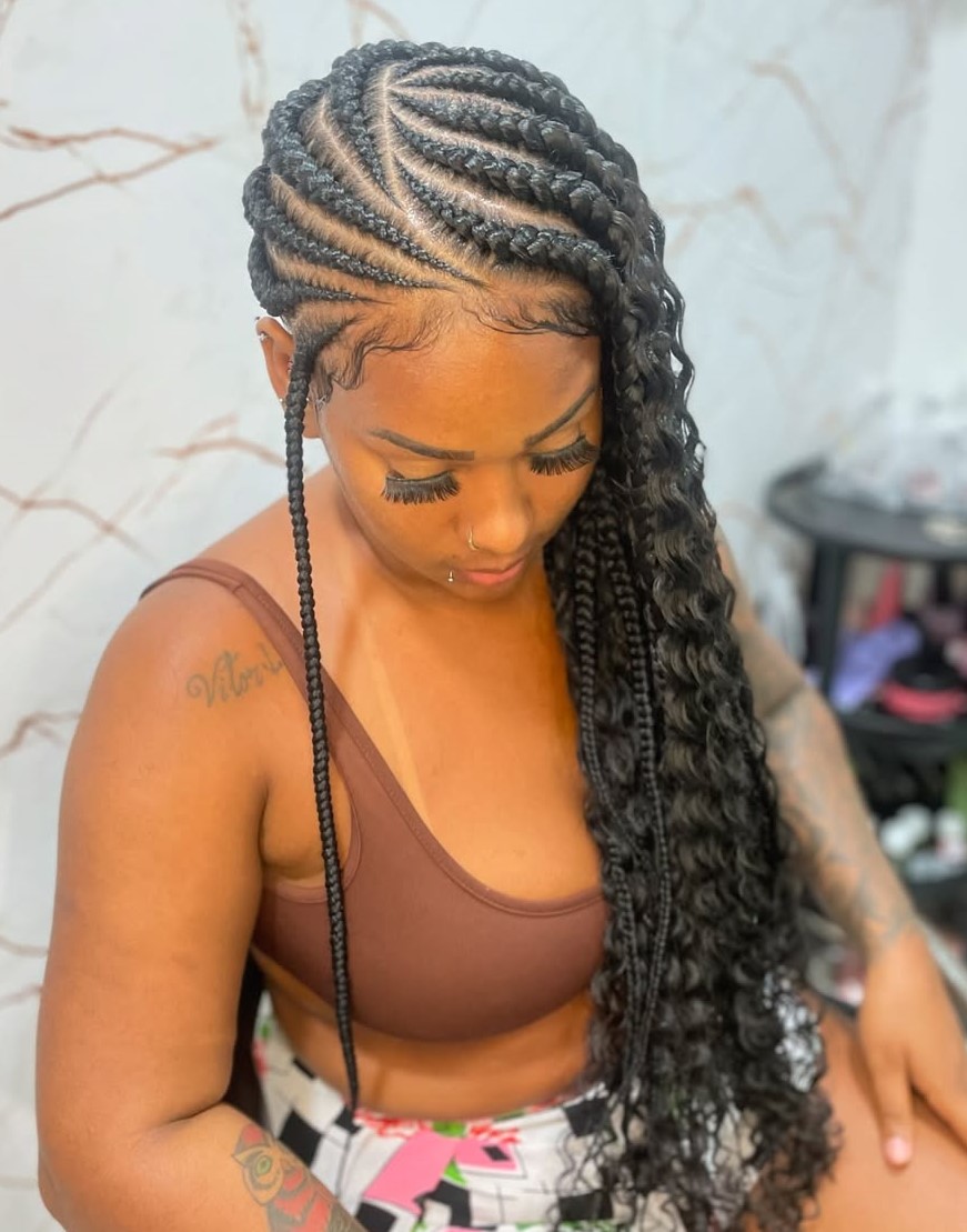 Black Braids to the Side