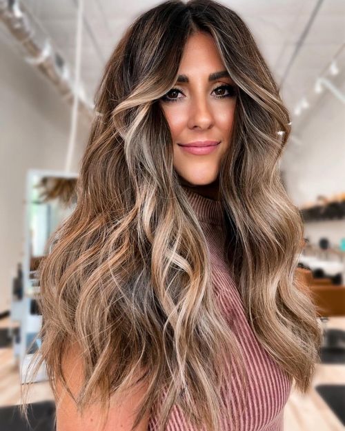 Subtle Light Brown Highlights for Long Hair