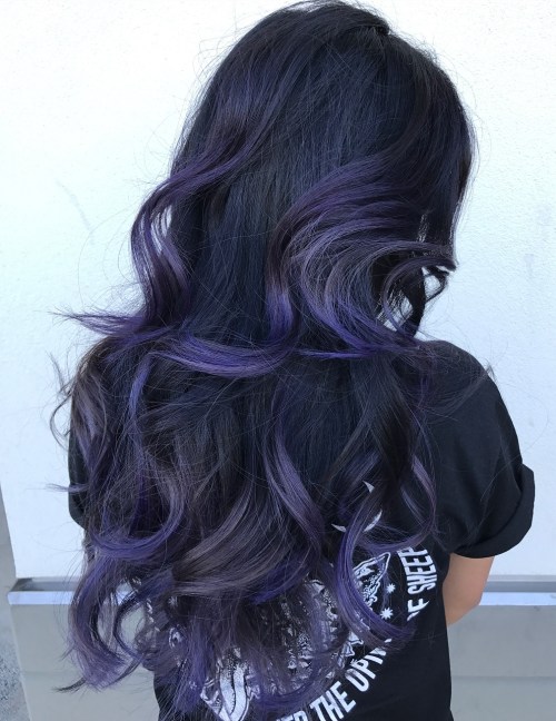 Purple Blue Balayage For Black Hair