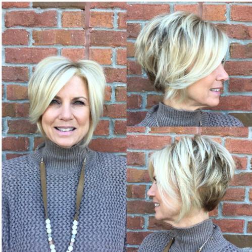 Chic Blonde Pixie Bob Short Layered Blonde Bob