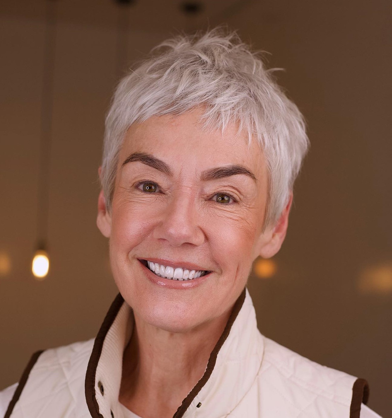 White Short Spiky Pixie for Seniors