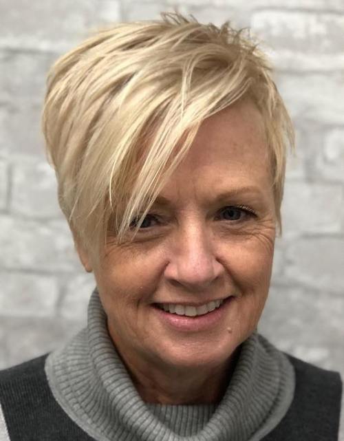 Choppy Blonde Pixie with Long Side Bangs 50+ Spiky Layered Blonde Pixie