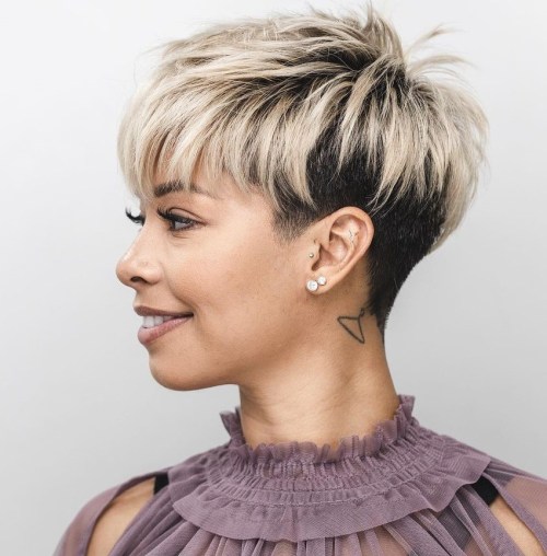 Black and Blonde Undercut Choppy Pixie