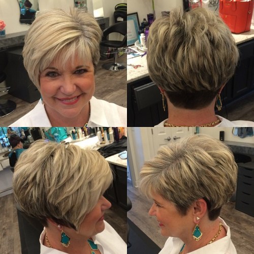 Textured Pixie with Highlights Bronde Layered Pixie for Older Women