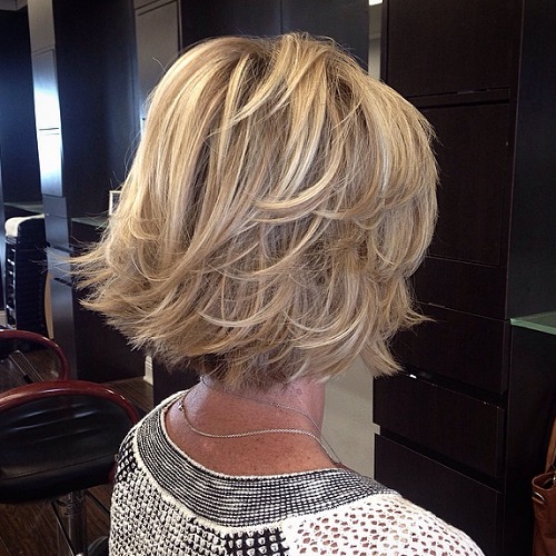 Bouncy Bob for Women 50+ Flicked Blonde Bob Hairstyle