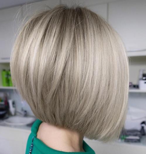 Straight Inverted Gray Blonde Bob