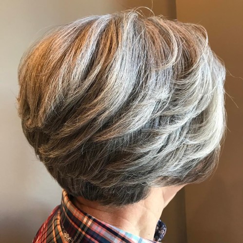 Short Bob with Feathered Layers 50+ Layered Short Bob