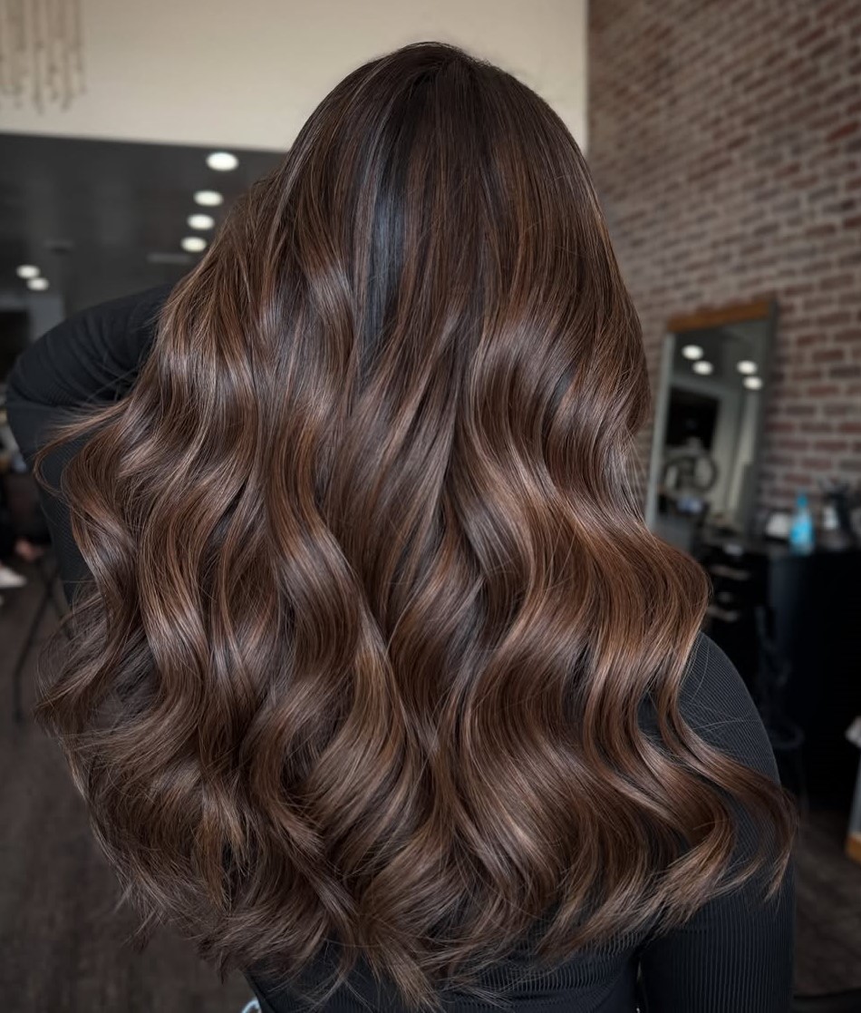 Chocolate Brown Hair with Babylights