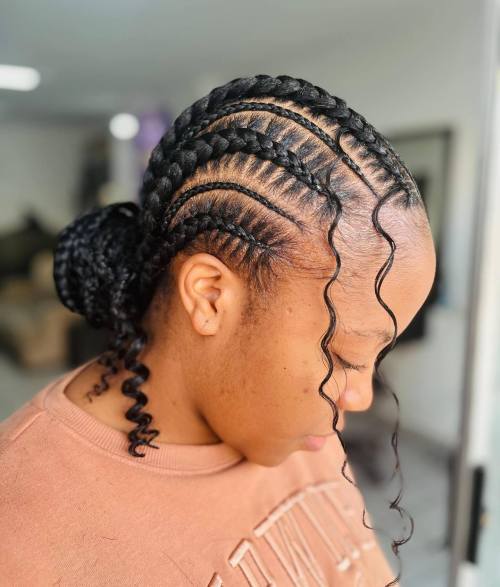 Cornrows to the Back with Attached Curls