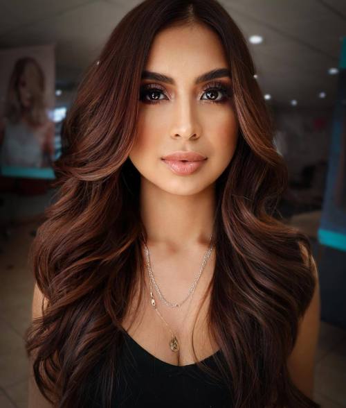 Face Framing Auburn Highlights for Brunettes