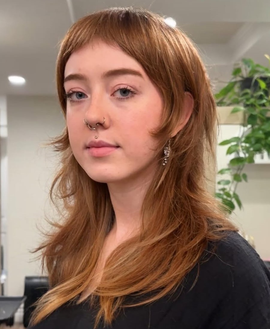 Shag Haircut with Short Bangs