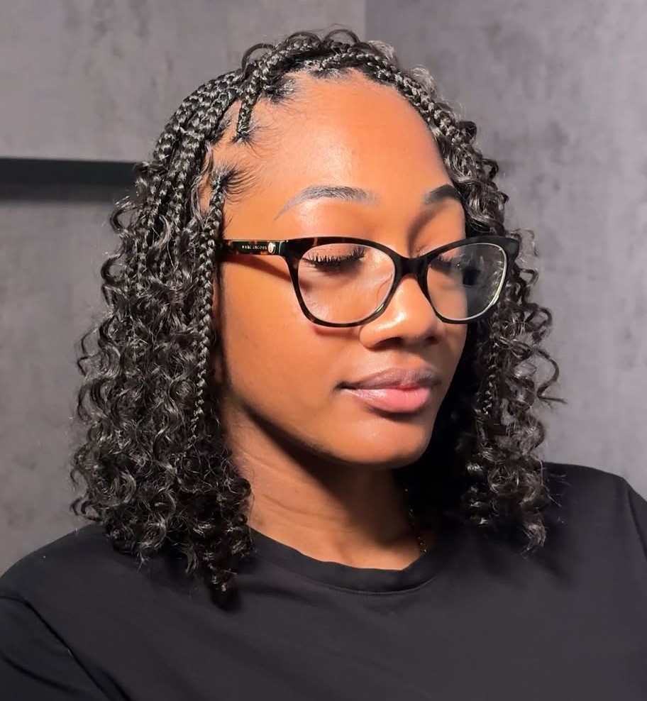 Medium Box Braids with Curls