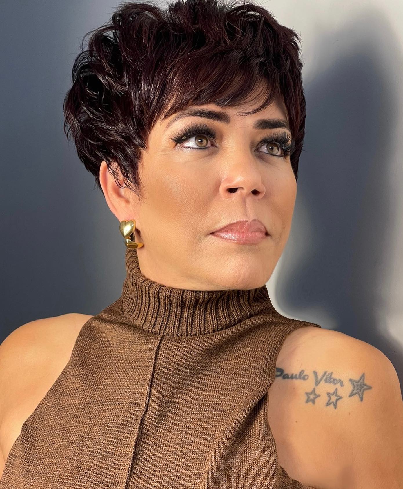 Voluminous Spiky Pixie Haircut for Older Woman