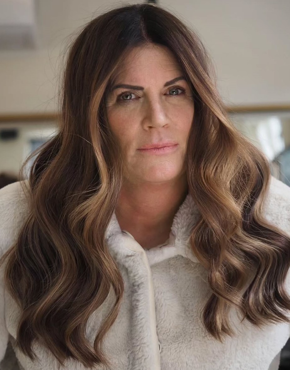 Sleek Long Blunt Cut Hairstyle Over 60