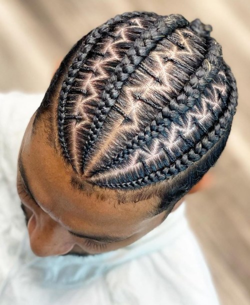 Cornrows for Natural Hair Men Cornrows with Zig Zag Parts