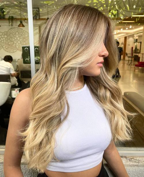 Long Bronde Balayage Hairstyle