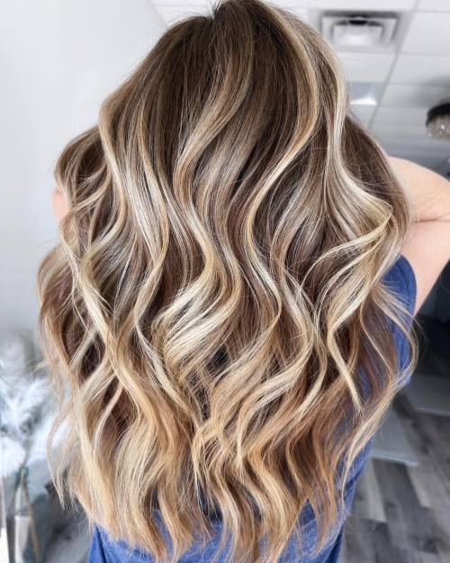 Sparkling Peach Balayage for Brown Hair
