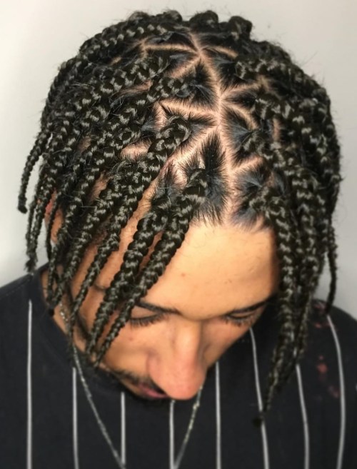 Feed-In Braids for Men Triangle Part Fead in Box Braids