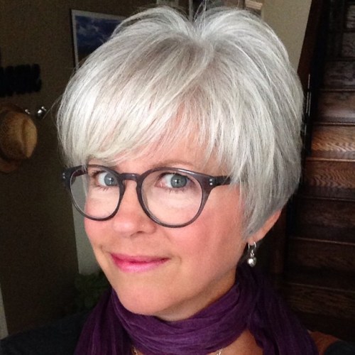Silver Pixie for Fine Hair 50+ Gray Layered Pixie