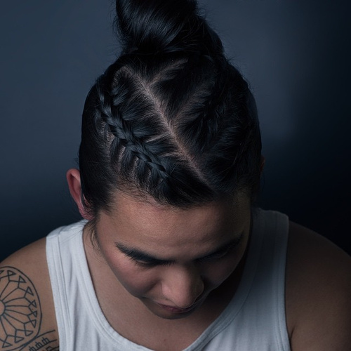 Braid and Top Knot Braid and Bun for Men