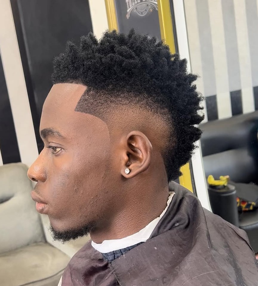 Burst Fade Mohawk with Line Up