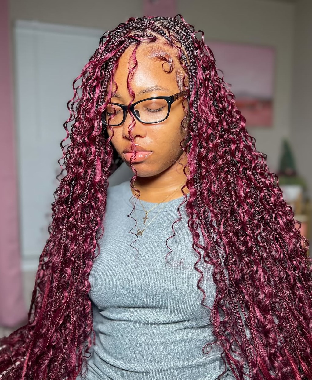 Purple Braids with Curls