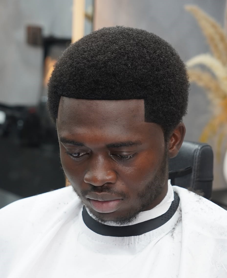 Soft Rounded Afro with Line-Up