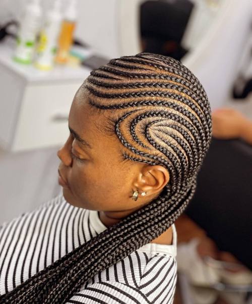 Perfect Swoopy Black Cornrows and Braids