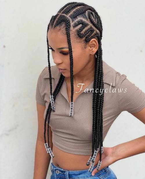 Fancy Black Cornrows and Face-Framing Braids