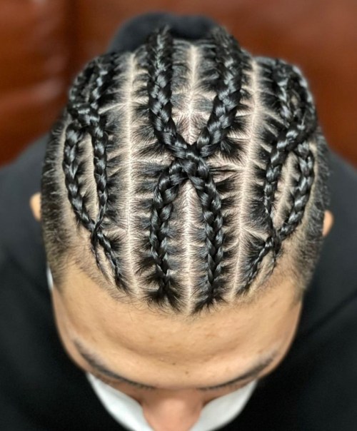 Hip Hop Cornrows with Undercut Crossed Cornrows Male Hairstyle