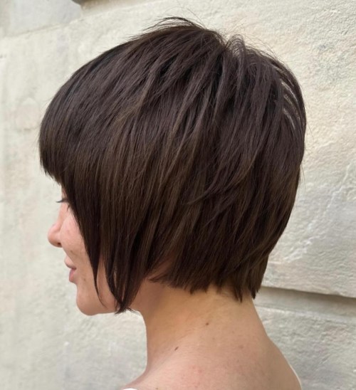 Straight Sliced Pixie Bob with Bangs